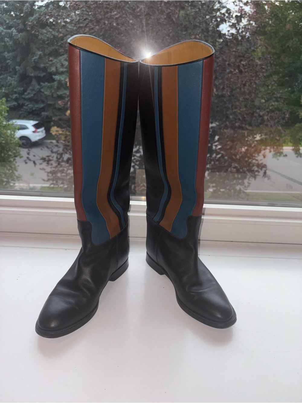 Hermes multi colour knee high riding boots - 37.5